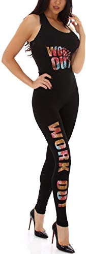 StyleLightOne Damen Fitness Set Sport Zweiteiler Tanktop Leggings Glitzer Work-Out Aufdruck Freizeit Racerback, OneSize 36, Bunt von StyleLightOne
