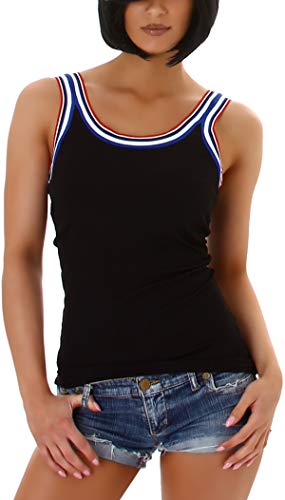 StyleLightOne Damen Träger Top Sommer Streifen Retro 80er gerippt, Schwarz 38 M von StyleLightOne