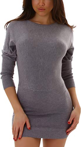 StyleLightOne Damen Strickkleid Fledermaus Ärmel Pulloverkleid oberschenkellang, Grau 36 von StyleLightOne