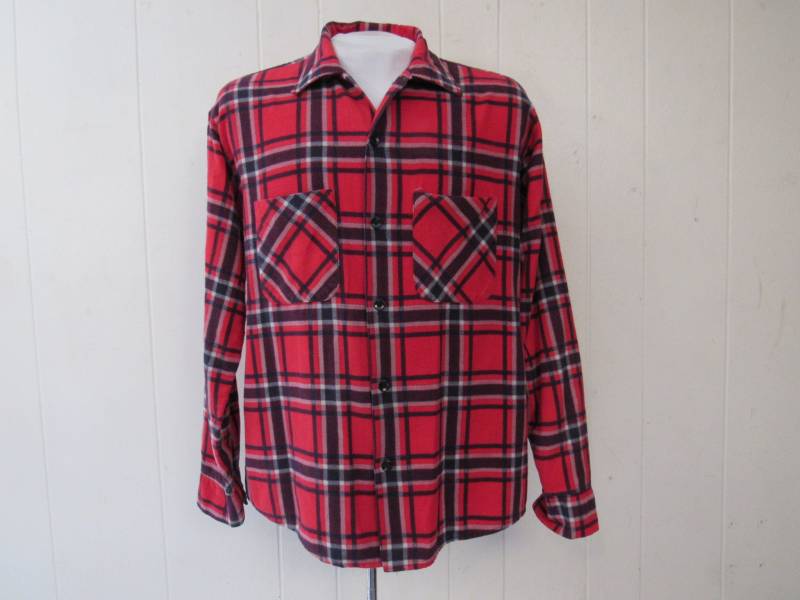 Vintage Shirt, 1960Er Jahre Baumwolle Flanell Kariertes Hemd, Kleidung, Größe Groß von StylePlyer
