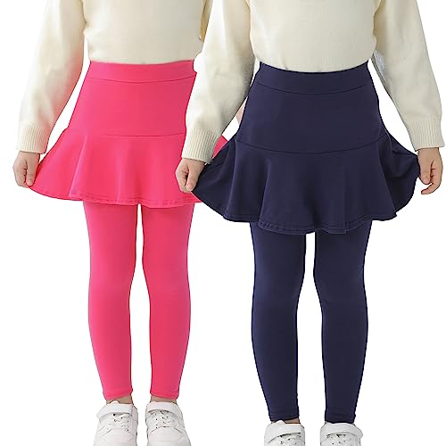 Mädchen Leggings mit Rock Hosen Tutu Baumwolle Lange Leggings Sports für Kinder Navy Rose für 3 Jahren Höhe 92-104 von StyleSavvy