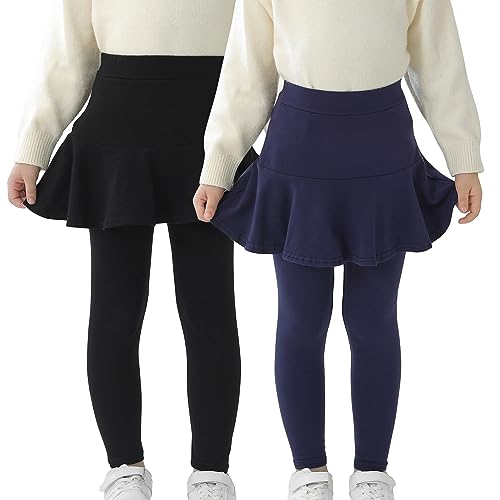 Mädchen Leggings mit Rock Hosen Tutu Baumwolle Lange Leggings Sports für Kinder Schwarz Navy für 4 Jahren Höhe 104-110 von StyleSavvy