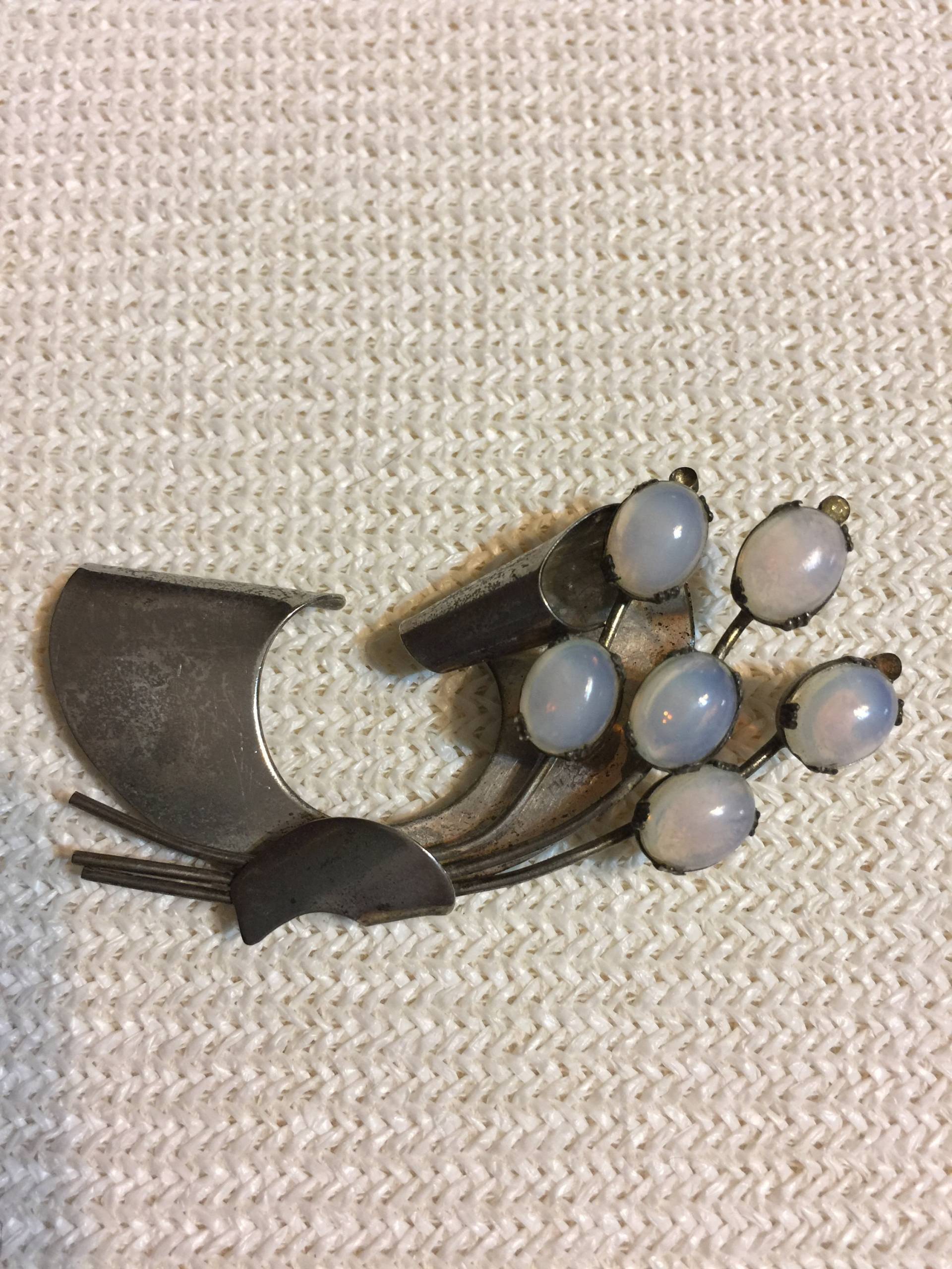 Coro Opalescent Sterlingsilber Brosche Anhänger Blumen Blumenbrosche Spray Wasserfall Pin Bedarfs Back Bar Fan Lot Firey von StyleSourceNYC
