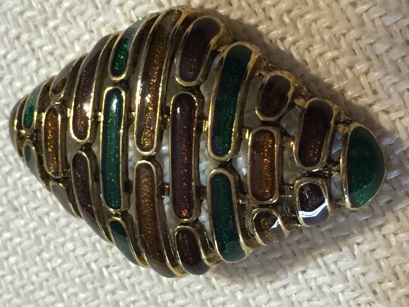 Massive Gold Handwerk Brosche Pin Emaille Diamant Kuppel Metallic Filigran Öffnen Bummel Meister Sternzeichen Designer Must von StyleSourceNYC