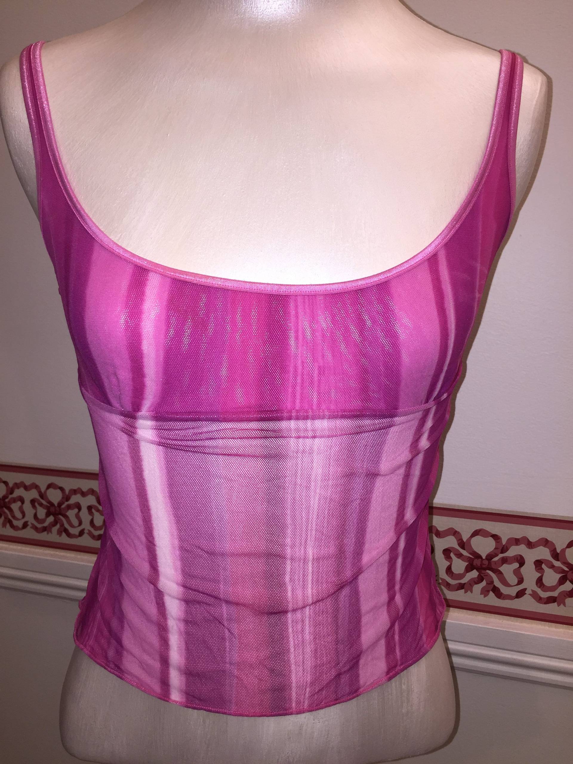 Vintage Cosabella Top Tank Fuscia Pink Sheer Exotic Gestreift Strick Must Have Box Knot Lot Rare Pullover Medium Italia von StyleSourceNYC