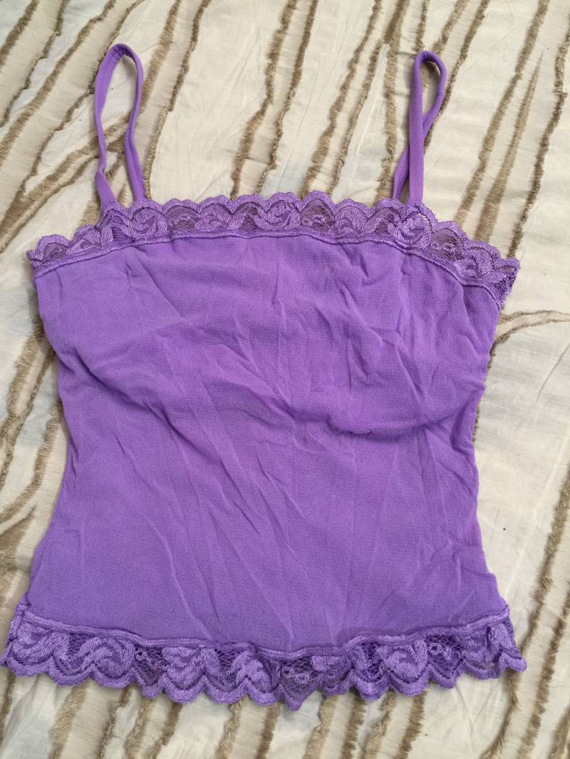 Vintage Cosabella Top Tank Lila Sheer Exotic Strick Must Have Box Knot Lot Seltene Pullover Lace Italia Getrimmt Violett von StyleSourceNYC