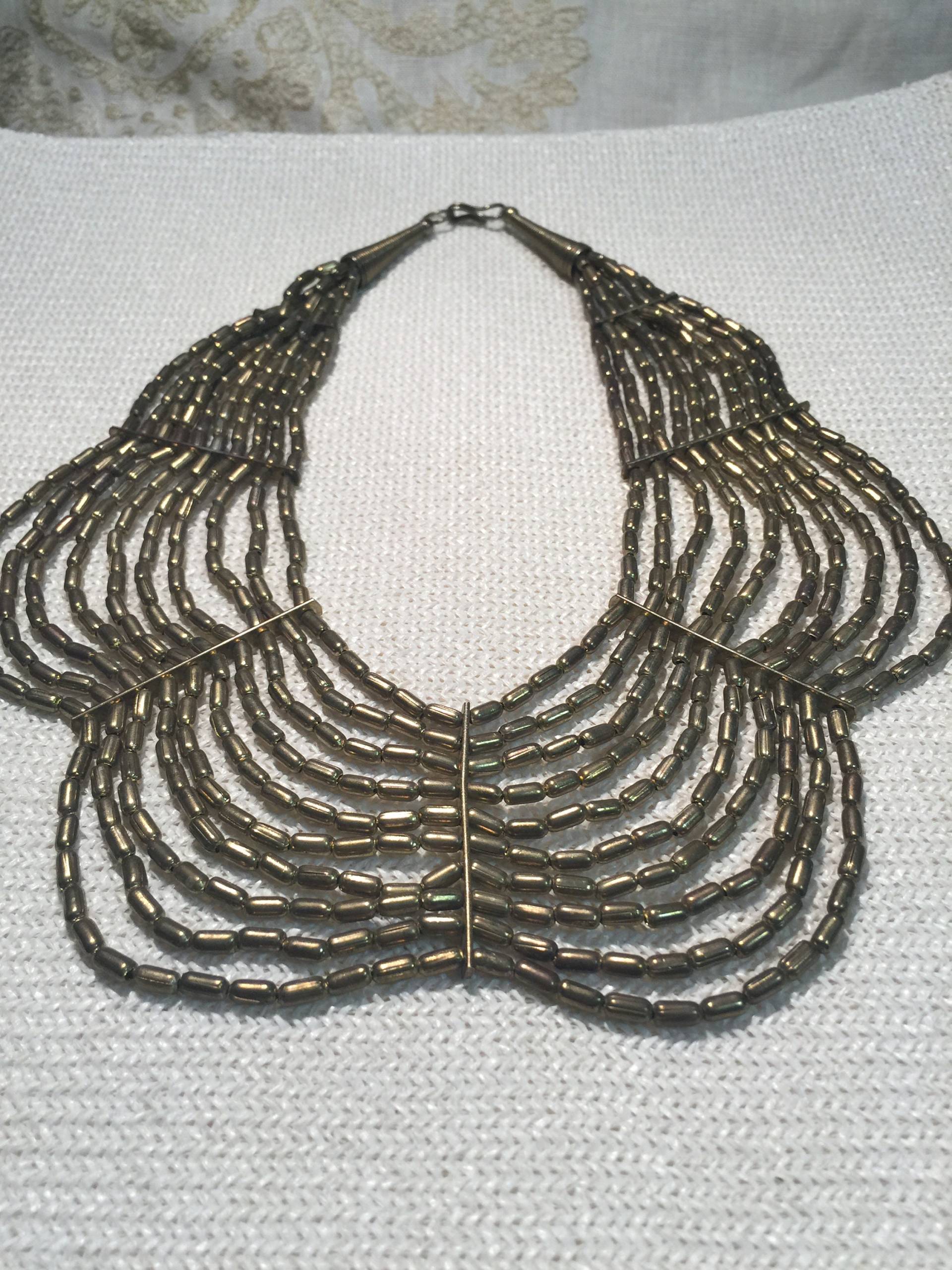 Vintage Gold Multi Strang Perlen Bib Halskette, Statement Halsband von StyleSourceNYC
