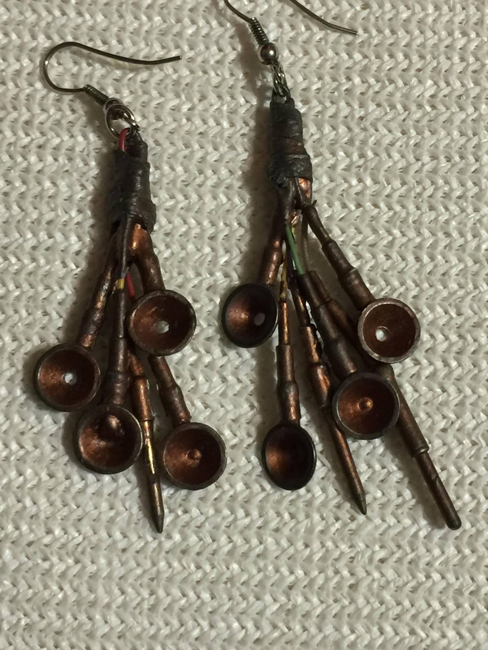 Vintage Kupferdraht Ohrringe, Handgemachter Brutalist Schmuck von StyleSourceNYC