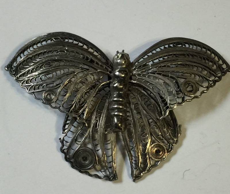 Vintage Objekt Sterling Silber Schmetterling Brosche Gesponnene Anstecknadel Schal von StyleSourceNYC