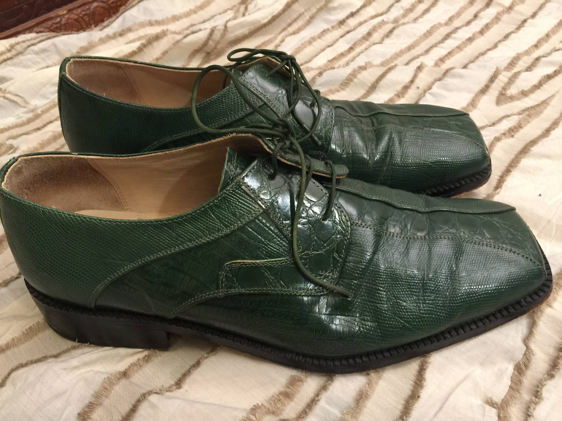 Vintage Rare Green Fortune Von Liberty Skin Print Leder Herren Schuhe Größe 10.5 Sharp Ausgezeichneter Zustand Square Toe Oxford Vintage Rare Green Fortune Von Liberty Skin Print Leder Herren Schuhe Größe 10.5 Sharp Ausgezeichneter Zustand Square Toe Oxford von StyleSourceNYC