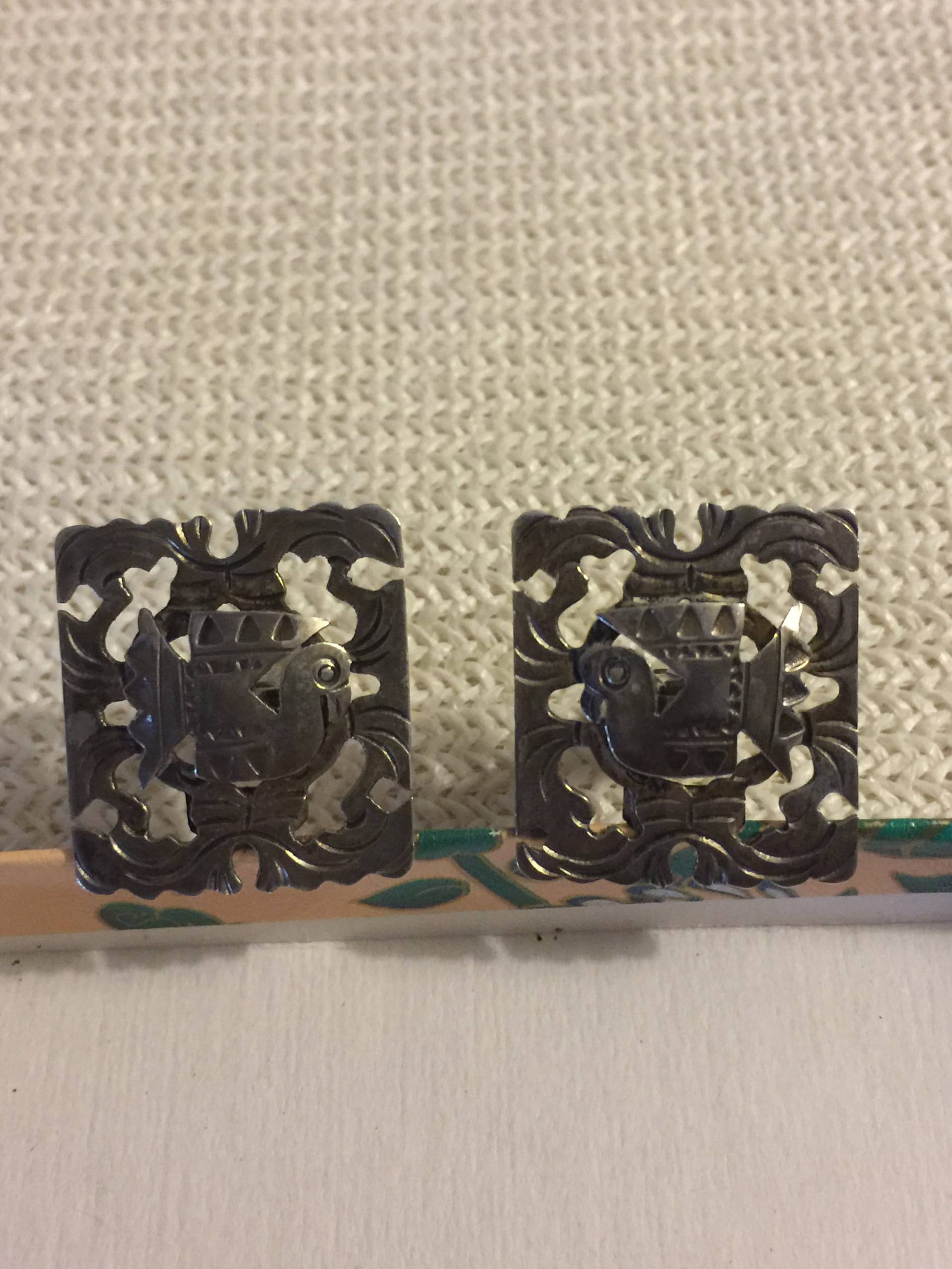 Vintage Sterling Silber Manschettenknöpfe, Kondor Vogel Filigree von StyleSourceNYC