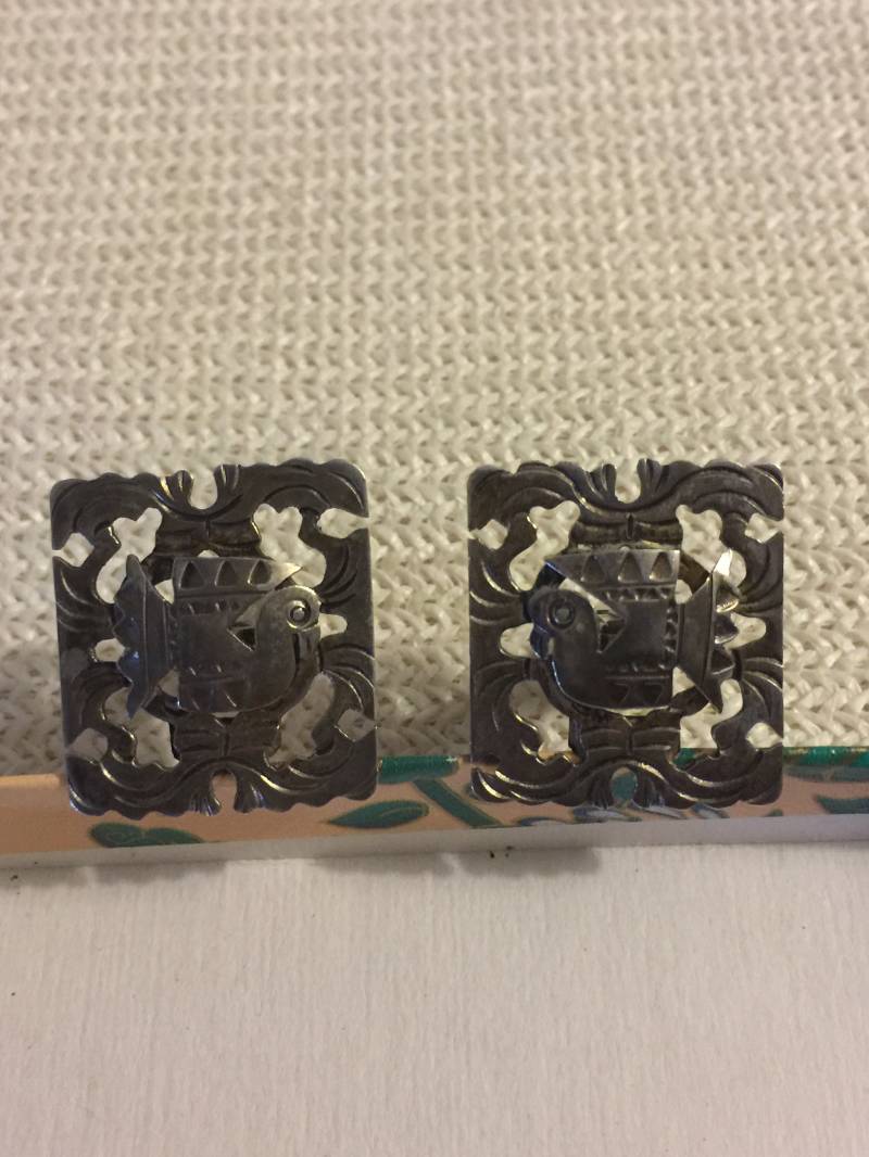 Vintage Sterling Silber Manschettenknöpfe, Kondor Vogel Filigree von StyleSourceNYC