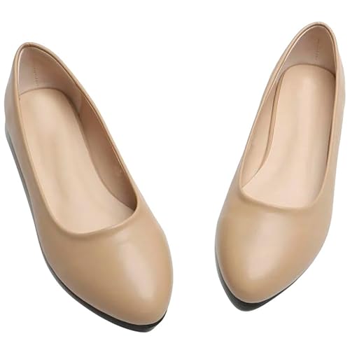Damen Ballerinas Bequeme Geschlossene Zehen Slip-On Pumps mit Weich Gepolsterter Innensohle Für Den ganzen Tag Tragen Vielseitige Freizeitschuhe Geeignet Für Arbeit Und Büro, beige, 39 EU von StyleWear