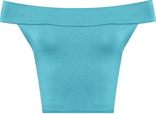 Damen-Bandeau-Top, schulterfrei, bauchfrei, ärmellos, einfarbig, kurz, türkis, 38-40 von StyleWear