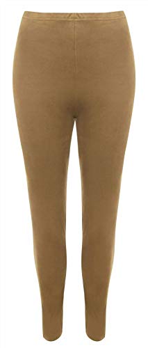 Damen-Leggings in Wildlederoptik, volle Länge, Stretch, weiche Skinny-Hose, camel, 46-48 von StyleWear
