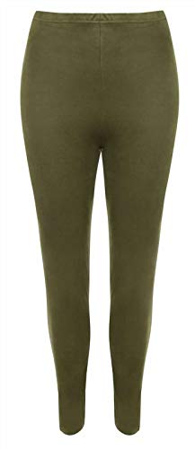 Damen-Leggings in Wildlederoptik, volle Länge, Stretch, weiche Skinny-Hose, grün, 38-40 von StyleWear