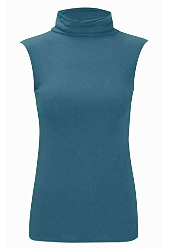 Damen-Pullover mit Polo-Ausschnitt, einfarbig, elastisch, ärmellos, mit Rollkragen, Rollkragen, blaugrün, 46-48 von StyleWear