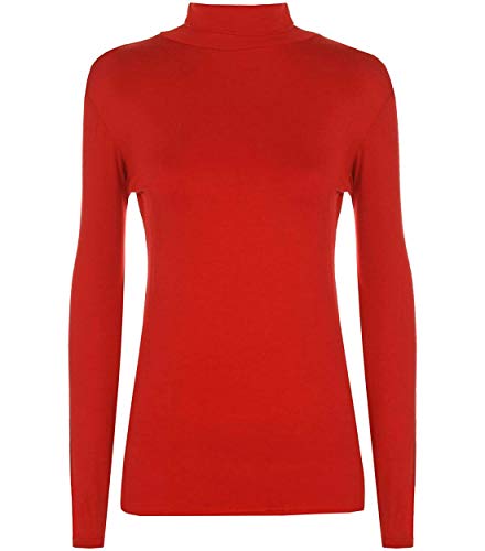 Damen Rollkragenpullover, Stretch, langärmelig, einfarbig, Gr. 34-54, rot, 42-44 von StyleWear