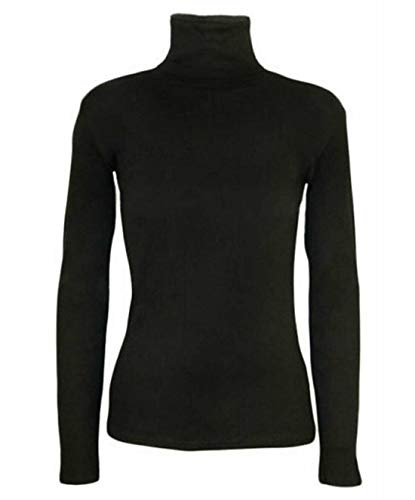 Damen Rollkragenpullover, Stretch, lange Ärmel, einfarbig, Größe 34-54, Schwarz , 38-40 von StyleWear