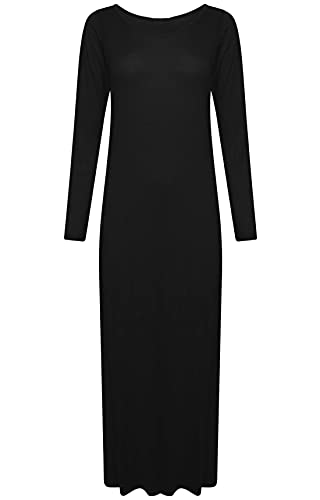 Langes Damenkleid mit U-Ausschnitt, Jersey, lockere Passform, Maxikleid, Schwarz , 42/44 von StyleWear