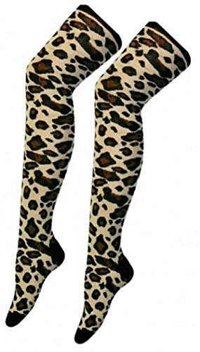 Overknee-Socken für Damen, einfarbig, gestreift, wärmend, für Schiedsrichter, leopard, One size von StyleWear