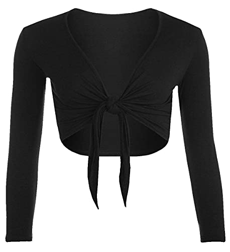 StyleWear Damen-Bolero, langärmelig, vorne offen, zum Binden, einfarbig, für Partys, Schwarz , 50-52 von StyleWear