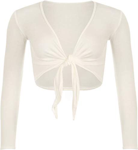 StyleWear Damen-Bolero, langärmelig, vorne offen, zum Binden, einfarbig, für Partys, cremefarben, 34-36 von StyleWear