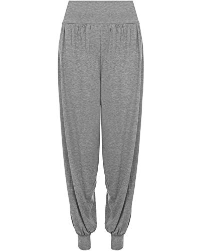 StyleWear Damen Haremshose in Übergröße für Damen, volle Länge, Stretch, lässige Hose, Girsl Alibaba, Knöchelmanschette, hellgrau, 46-48 von StyleWear