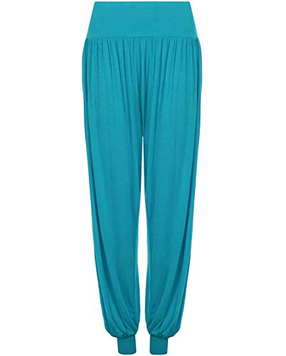 StyleWear Haremshose für Damen, Übergröße, volle Länge, Stretch, Freizeithose, Girsl Alibaba, Knöchelmanschette, türkis, 46-48 von StyleWear