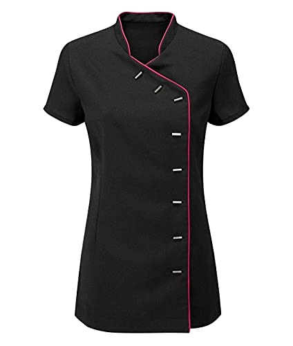 StyleWear Damen-Oberteil, für Schönheitssalon, Tunika, Wellness, Massage, Therapeuten, Arbeitskleidung, Friseuruniform, Schwarz Hot Pink, 38 von StyleWear