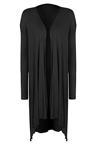 StyleWear Wasserfall Cardigan für Damen in Übergröße mit Einstecksaum und langen Ärmeln, offene Vorderseite, Schlichte Strickjacke 14 28 (Schwarz 26 28) von StyleWear