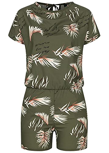 Styleboom Fashion® Damen Playsuit mit Palmen Print 2-Pockets Khaki grün von Styleboom Fashion