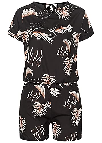 Styleboom Fashion® Damen Playsuit mit Palmen Print 2-Pockets schwarz von Styleboom Fashion