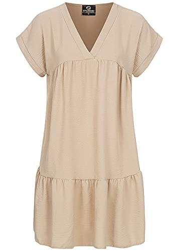 Styleboom Fashion® Damen V-Neck Stufen Kleid beige von Styleboom Fashion