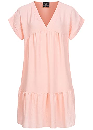 Styleboom Fashion® Damen V-Neck Stufen Kleid hell rosa von Styleboom Fashion