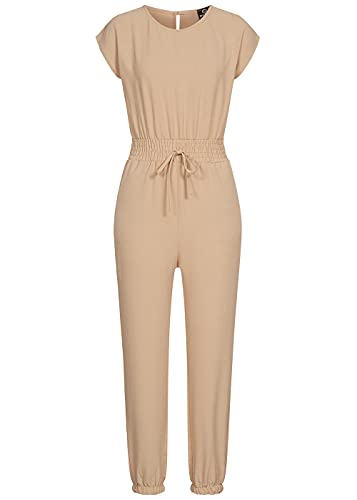 Stylebooom Fashion Damen Jumpsuit Taillenbund Tunnelzug 2-Pockets beige von Styleboom Fashion