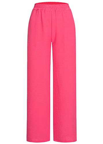 Styleboom Fashion Damen High-Waist Chiffon Hose mit Elastik-Bund Fuchsia pink von Styleboom Fashion Brand
