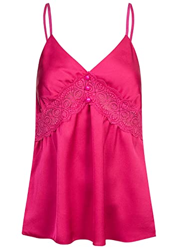 Styleboom Fashion Damen Trägertop mit V-Neck & Spitze Fuchsia pink von Styleboom Fashion Brand