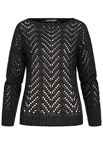 Styleboom Fashion Damen Grobstrickpullover U-Boot Ausschnitt schwarz von Styleboom Fashion
