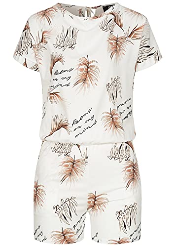 Styleboom Fashion® Damen Playsuit mit Palmen Print 2-Pockets Weiss von Styleboom Fashion