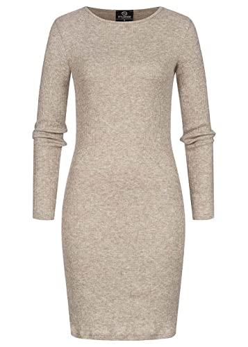 Styleboom Fashion® Damen Rippoptik Kleid Longsleeve beige von Styleboom Fashion