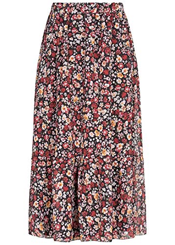 Styleboom Fashion Damen Longform Chiffon Rock Blumen Muster 2-lagig schwarz von Styleboom Fashion