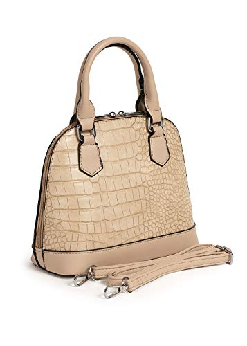 Styleboom Fashion Damen Mini Handtasche Schlangenhaut Optik ca. 24x19cm beige von Styleboom Fashion