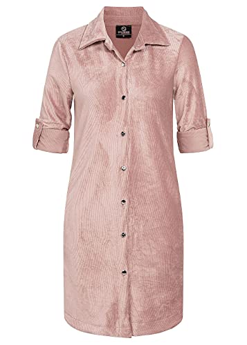 Styleboom Fashion Damen Turn-Up Hemdbluse in Cord- Optik Knopfleiste Old Rose von Styleboom Fashion
