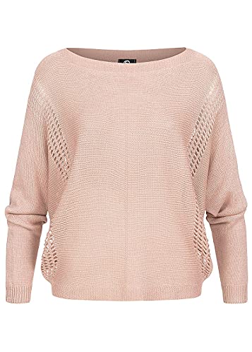 Styleboom Fashion Damen U-Boot Strickpullover Lochmuster pink von Styleboom Fashion