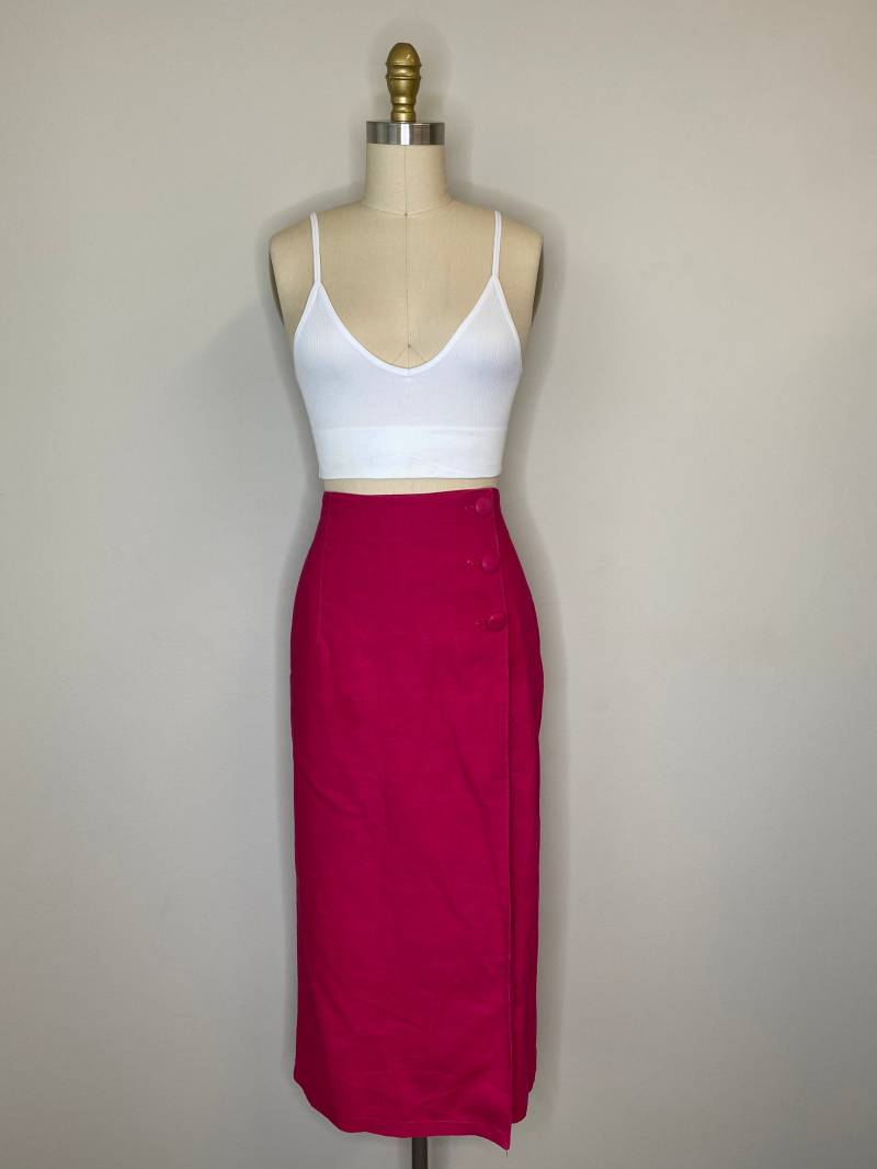 Fuchsia Wrap 3 Button Midi Rock von StylebyRia