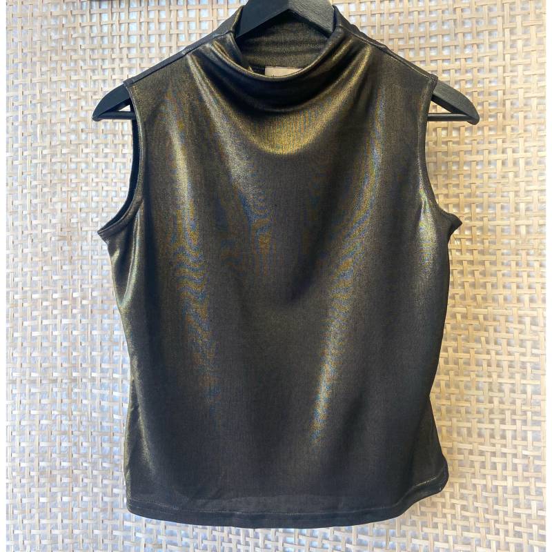 Neu Mit Etikett Cdw Creative Design Works 90Er Größe Small Gold Metallic Bluse Wasserfallausschnitt von StyledVintage88