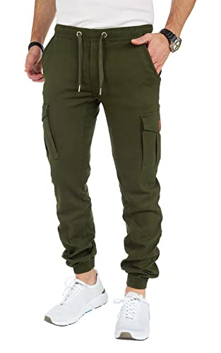 8000 Herren Cargohose aus Baumwolle männer Cargohose Chino Hose Freizeithose Slim fit Cargohose Slim fit Chino Hose stylisch Cargohose (8001_Dark Green, 30) von Styleko