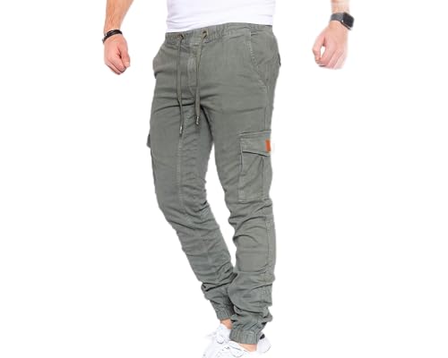 8000 Herren Cargohose aus Baumwolle männer Cargohose Chino Hose Freizeithose Slim fit Cargohose Slim fit Chino Hose stylisch Cargohose (8001_Olive, 29) von Styleko