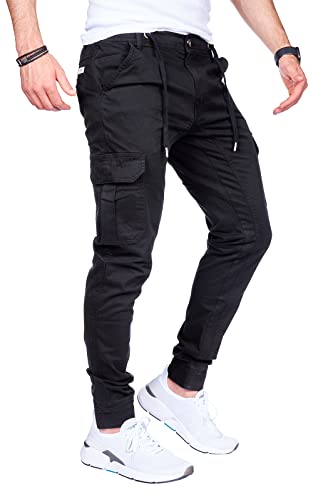 8000 Herren Cargohose aus Baumwolle männer Cargohose Chino Hose Freizeithose Slim fit Cargohose Slim fit Chino Hose stylisch Cargohose (8008_Black, 34) von Styleko